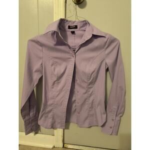 Express Stretch Button Shirt Womens Purple Lavender Size 2 Long Sleeve
